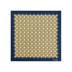 E.Marinella Pochette Da Taschino|POCHETTE DA TASCHINO IN SETA STAMPATA A MANO BLU SCURO Macrofantasia fiore