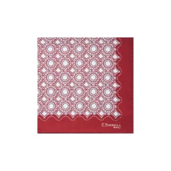 E.Marinella Pochette Da Taschino|POCHETTE DA TASCHINO IN SETA STAMPATA A MANO BORDEAUX Macrofantasia fiore