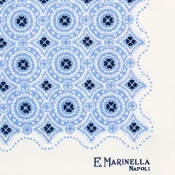 E.Marinella Pochette Da Taschino|POCHETTE DA TASCHINO IN SETA STAMPATA A MANO BIANCA Macrofantasia fiore