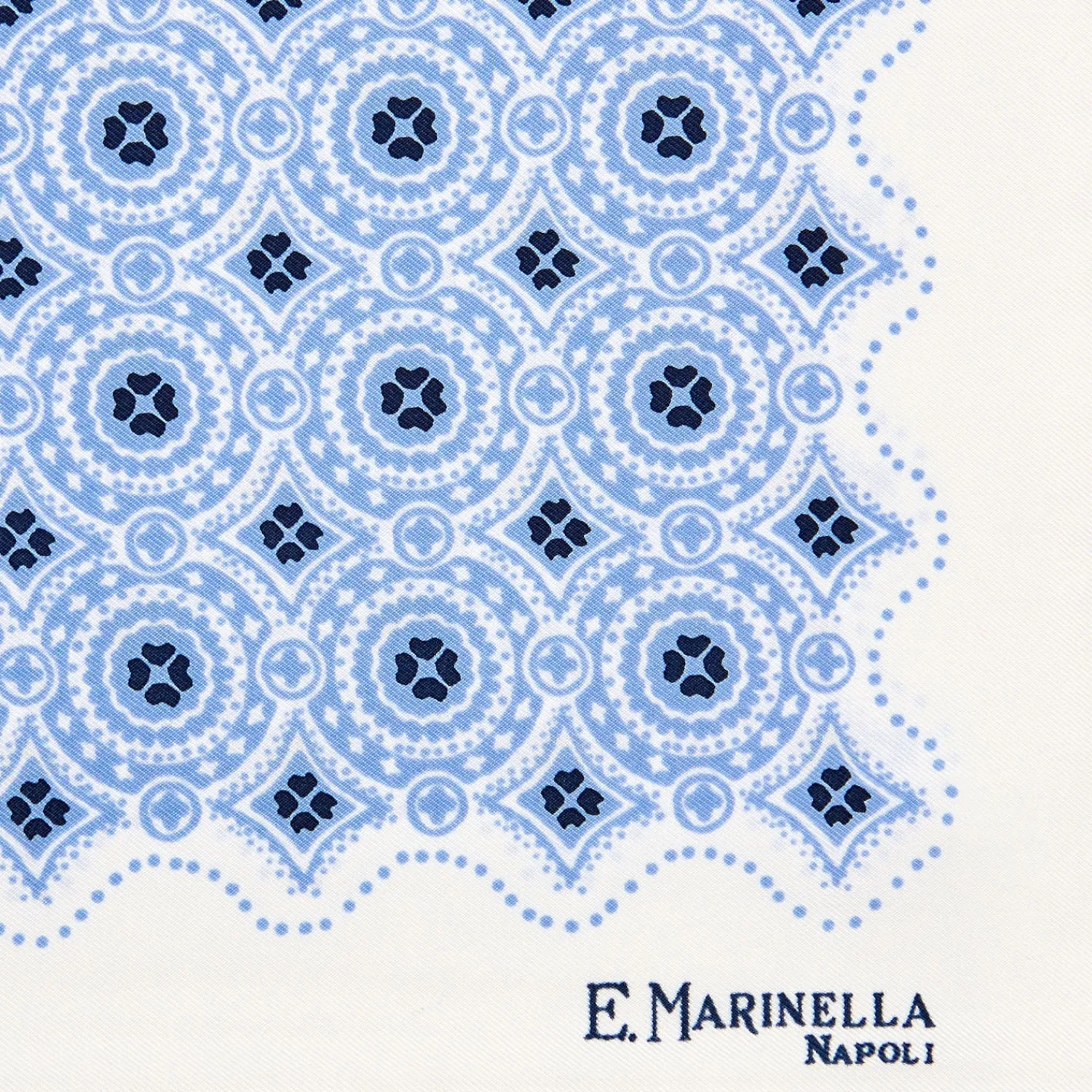 E.Marinella Pochette Da Taschino|POCHETTE DA TASCHINO IN SETA STAMPATA A MANO BIANCA Macrofantasia fiore