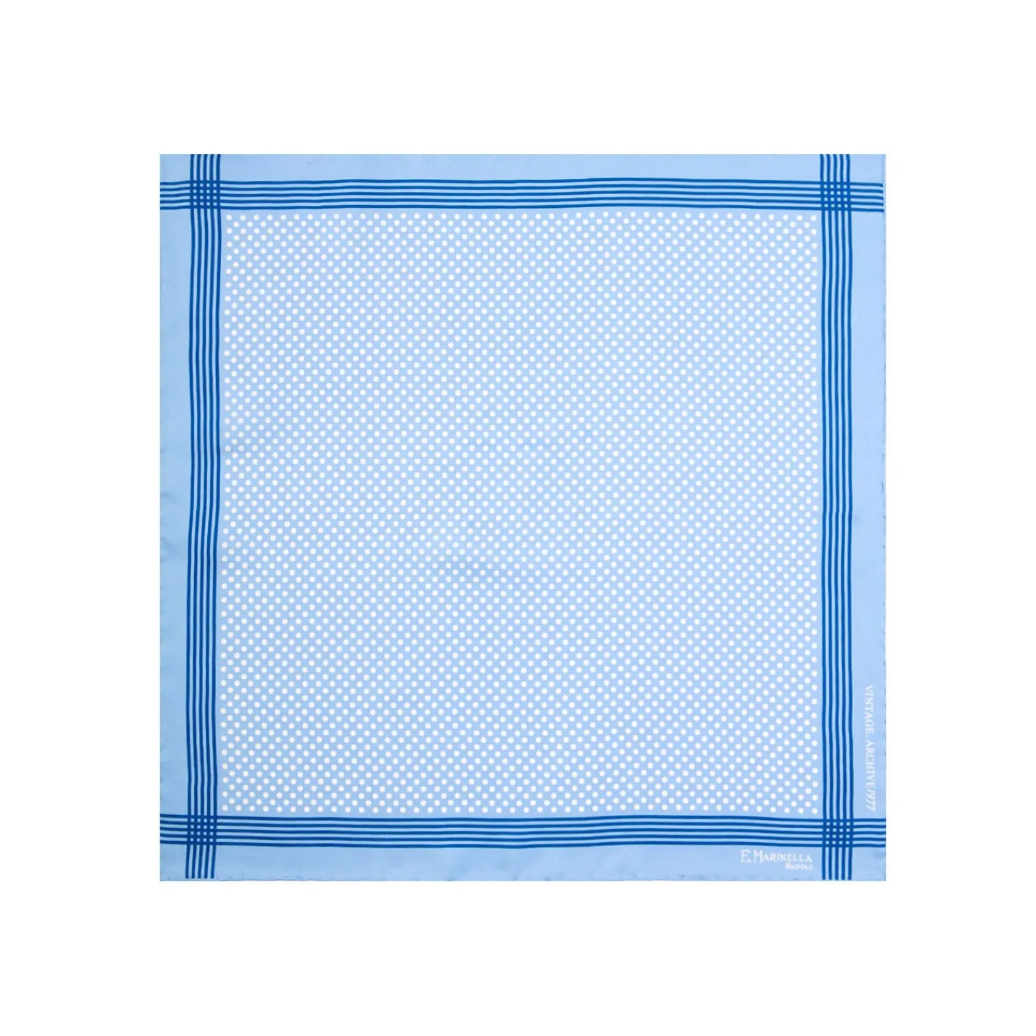 E.Marinella Pochette Da Taschino|POCHETTE DA TASCHINO IN SETA STAMPATA A MANO BLU SCURO Pois
