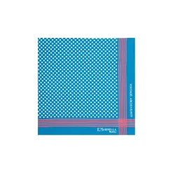 E.Marinella Pochette Da Taschino|POCHETTE DA TASCHINO IN SETA STAMPATA A MANO BLU SCURO Pois