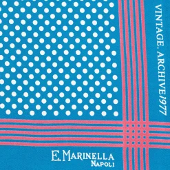 E.Marinella Pochette Da Taschino|POCHETTE DA TASCHINO IN SETA STAMPATA A MANO BLU SCURO Pois