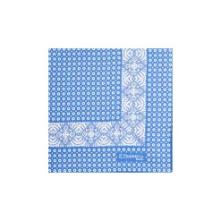 E.Marinella Pochette Da Taschino|POCHETTE DA TASCHINO IN SETA STAMPATA A MANO BLU MEDIO Microfantasia fiore