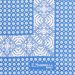 E.Marinella Pochette Da Taschino|POCHETTE DA TASCHINO IN SETA STAMPATA A MANO BLU MEDIO Microfantasia fiore