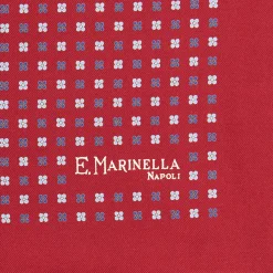 E.Marinella Pochette Da Taschino|POCHETTE DA TASCHINO IN SETA STAMPATA A MANO BORDEAUX Microfantasia fiore
