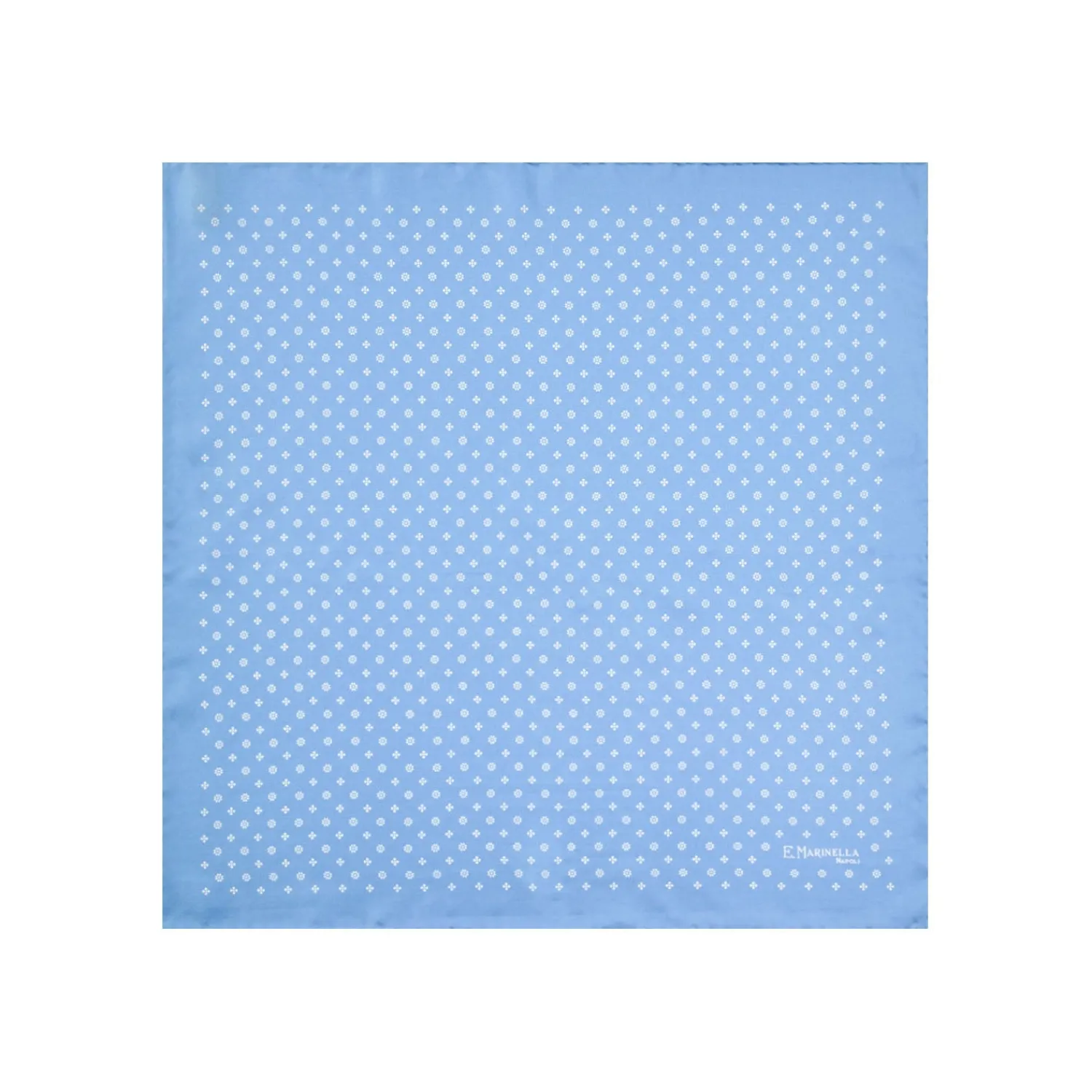 E.Marinella Pochette Da Taschino|POCHETTE DA TASCHINO IN SETA STAMPATA A MANO AZZURRA Microfantasia fiore
