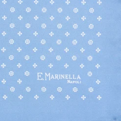E.Marinella Pochette Da Taschino|POCHETTE DA TASCHINO IN SETA STAMPATA A MANO AZZURRA Microfantasia fiore