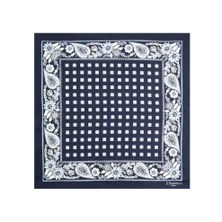 E.Marinella Pochette Da Taschino|POCHETTE DA TASCHINO IN SETA STAMPATA A MANO BLU SCURO Microfantasia fiore