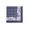 E.Marinella Pochette Da Taschino|POCHETTE DA TASCHINO IN SETA STAMPATA A MANO BLU SCURO Microfantasia fiore