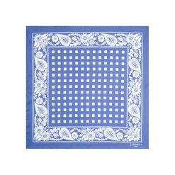 E.Marinella Pochette Da Taschino|POCHETTE DA TASCHINO IN SETA STAMPATA A MANO AZZURRA Microfantasia fiore