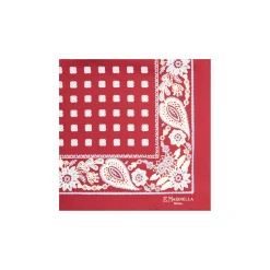 E.Marinella Pochette Da Taschino|POCHETTE DA TASCHINO IN SETA STAMPATA A MANO BORDEAUX Macrofantasia fiore