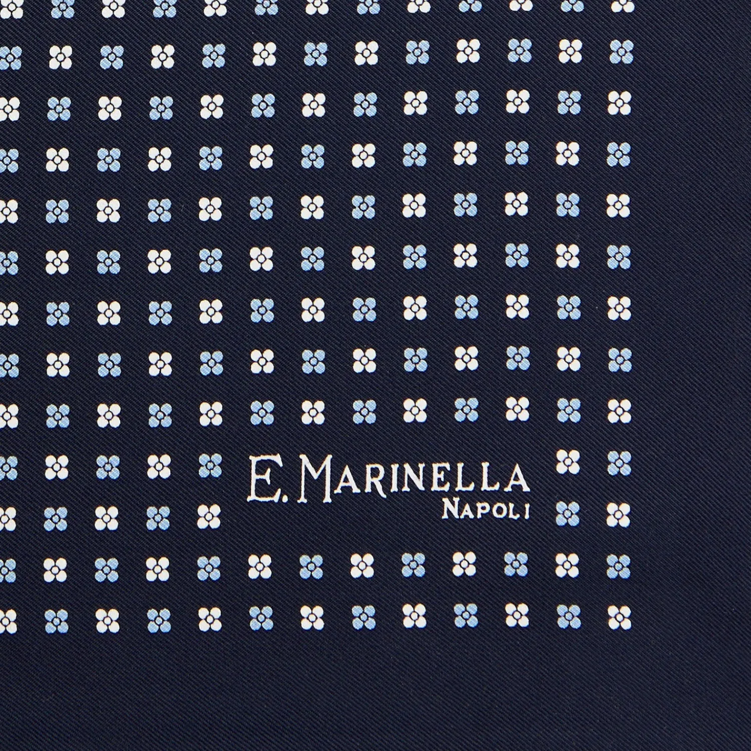 E.Marinella Pochette Da Taschino|POCHETTE DA TASCHINO IN SETA STAMPATA A MANO BLU SCURO Microfantasia fiore