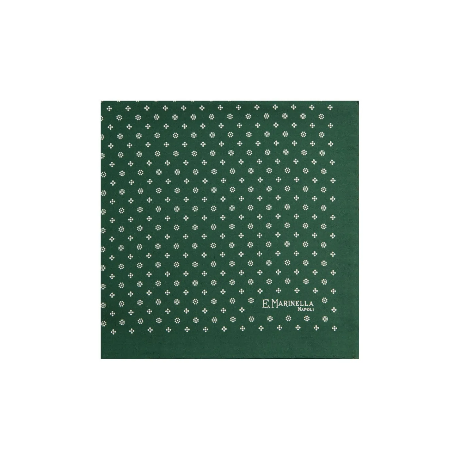 E.Marinella Pochette Da Taschino|POCHETTE DA TASCHINO IN SETA STAMPATA A MANO VERDE SCURO Macrofantasia fiore