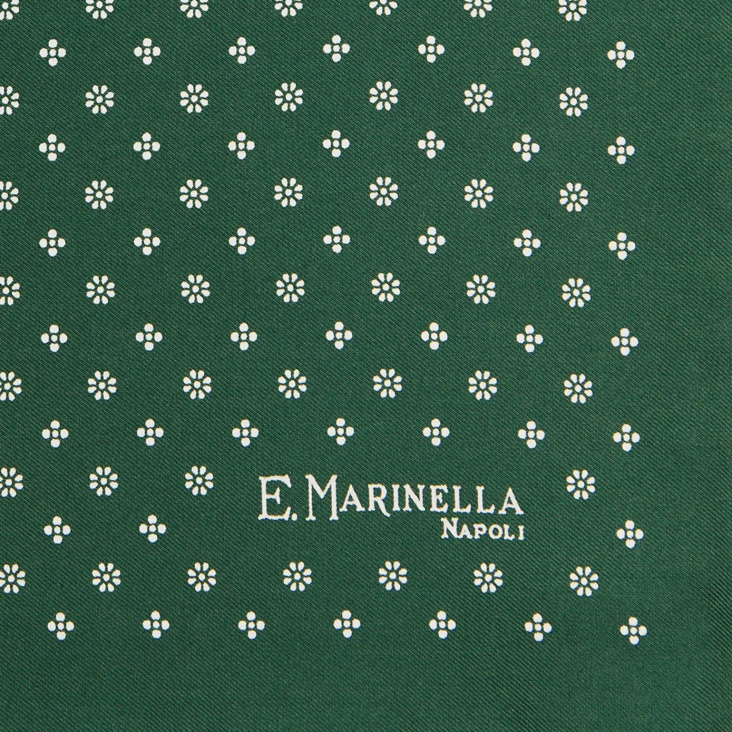 E.Marinella Pochette Da Taschino|POCHETTE DA TASCHINO IN SETA STAMPATA A MANO VERDE SCURO Macrofantasia fiore