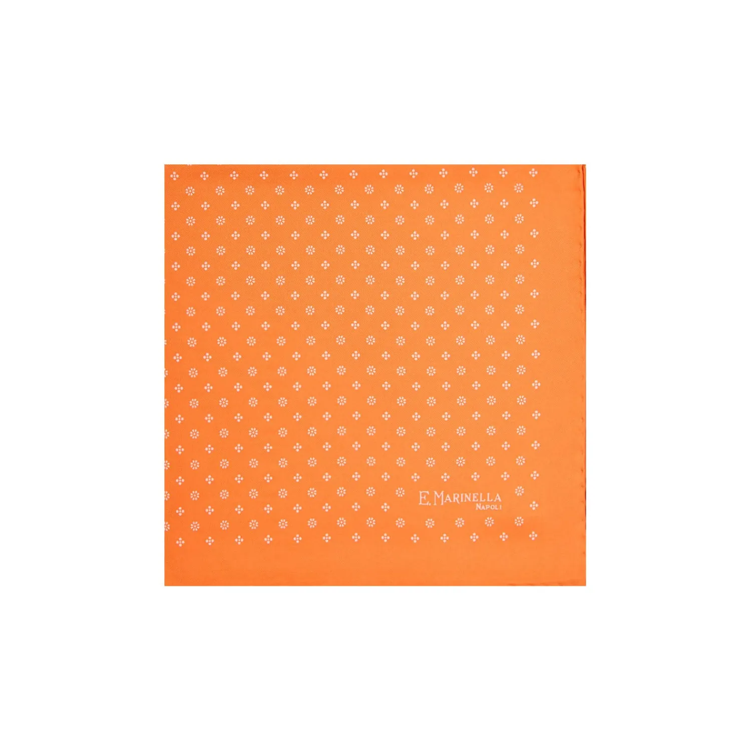 E.Marinella Pochette Da Taschino|POCHETTE DA TASCHINO IN SETA STAMPATA A MANO ARANCIONE Microfantasia fiore