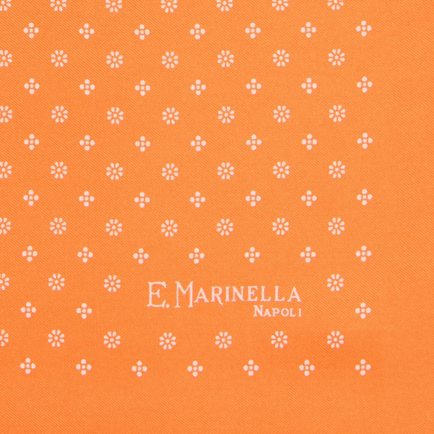 E.Marinella Pochette Da Taschino|POCHETTE DA TASCHINO IN SETA STAMPATA A MANO ARANCIONE Microfantasia fiore