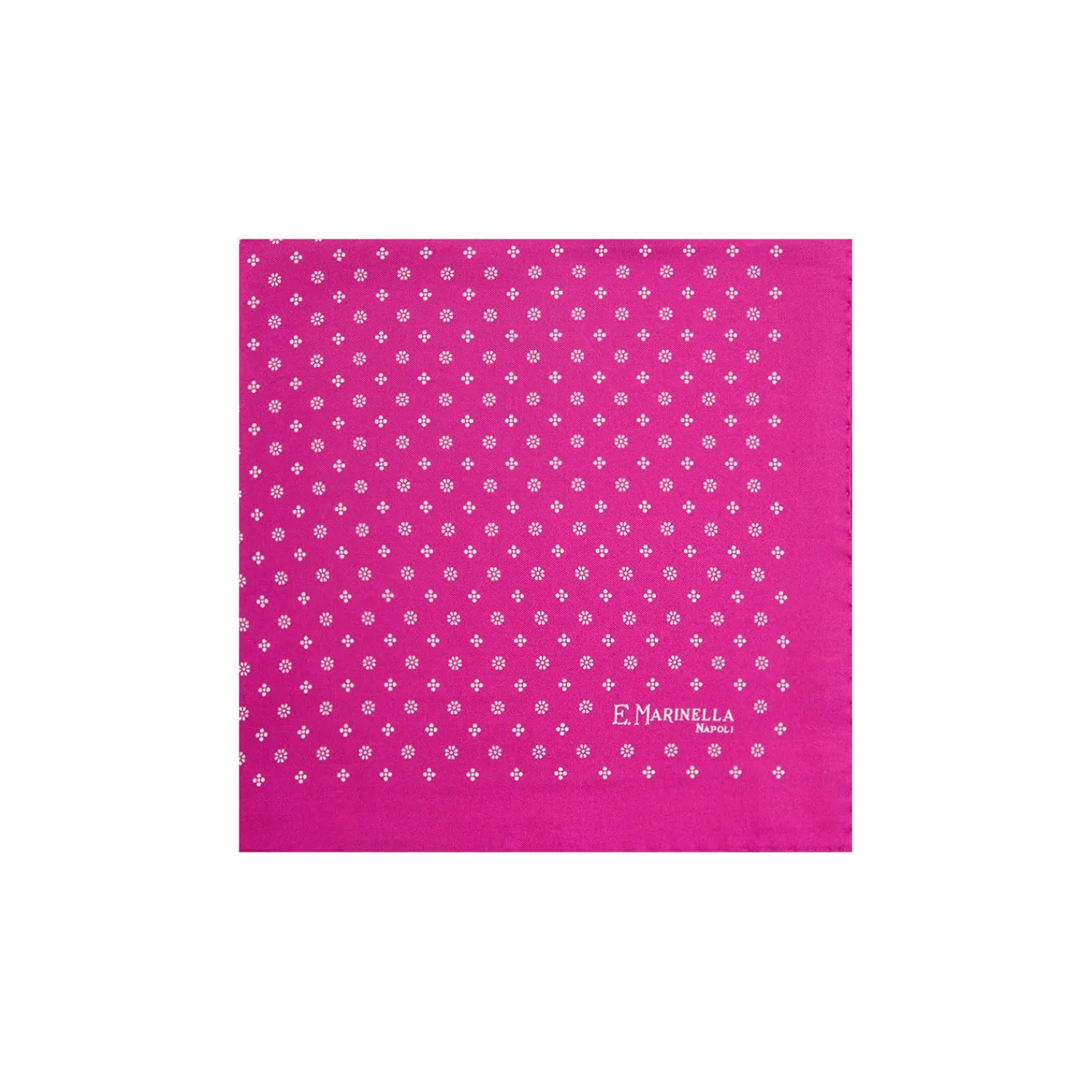 E.Marinella Pochette Da Taschino|POCHETTE DA TASCHINO IN SETA STAMPATA A MANO FUCSIA Microfantasia fiore