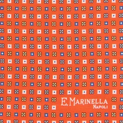 E.Marinella Pochette Da Taschino|POCHETTE DA TASCHINO IN SETA STAMPATA A MANO ARANCIONE Microfantasia fiore