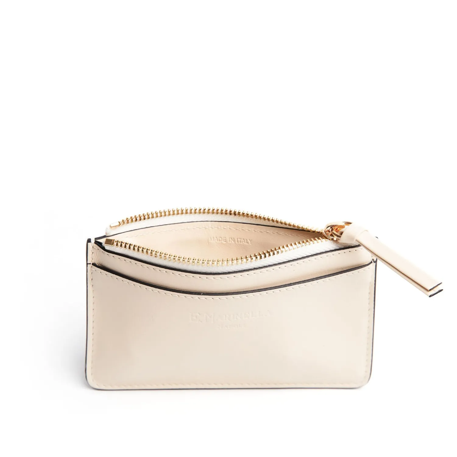 E.Marinella Porta Carte Di Credito|PORTA CARTE DI CREDITO BEIGE In pelle con zip