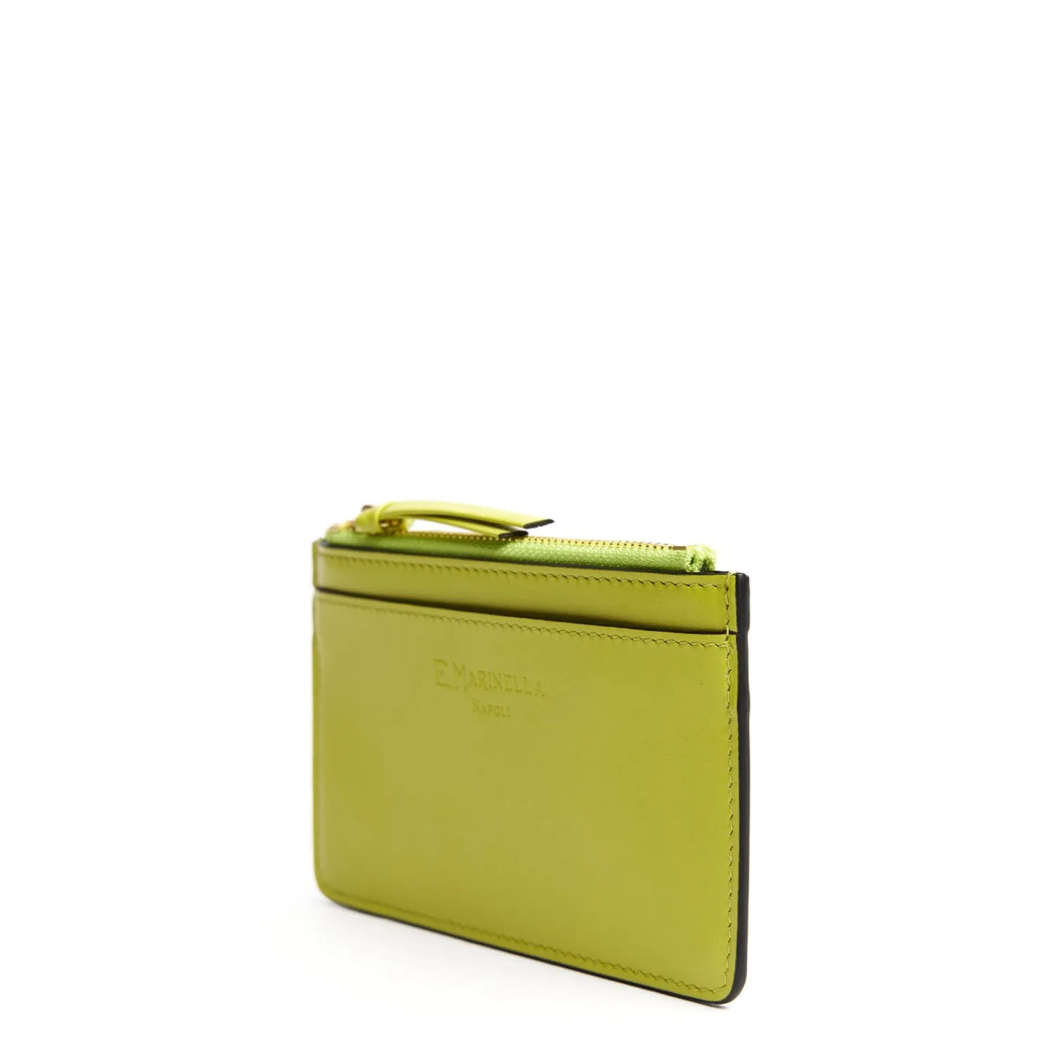 E.Marinella Porta Carte Di Credito|PORTA CARTE DI CREDITO GIALLO In pelle con zip