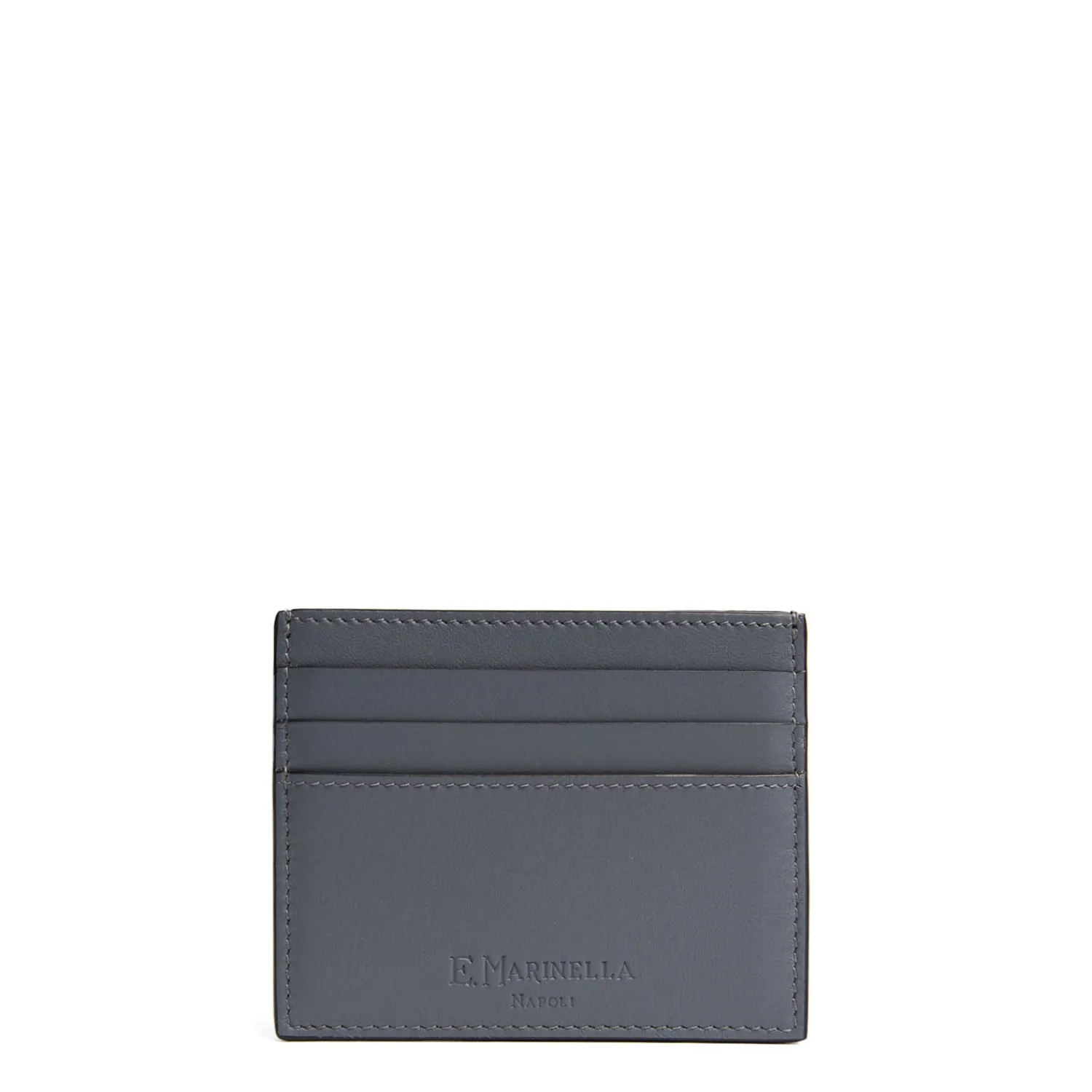E.Marinella Porta Carte Di Credito|PORTACARTE DI CREDITO IN PELLE GRIGIO SCURO 7 scomparti