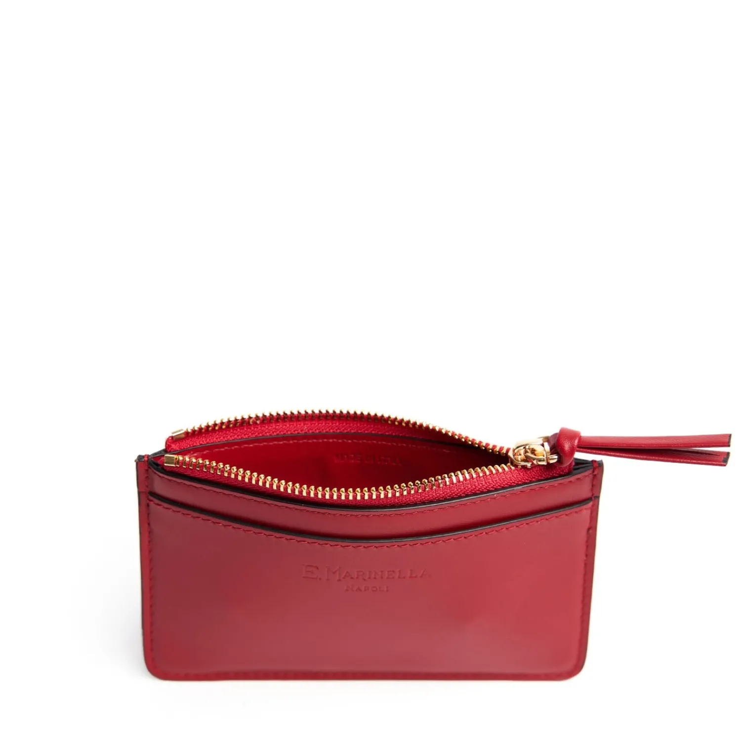 E.Marinella Porta Carte Di Credito|PORTA CARTE DI CREDITO ROSSO In pelle con zip