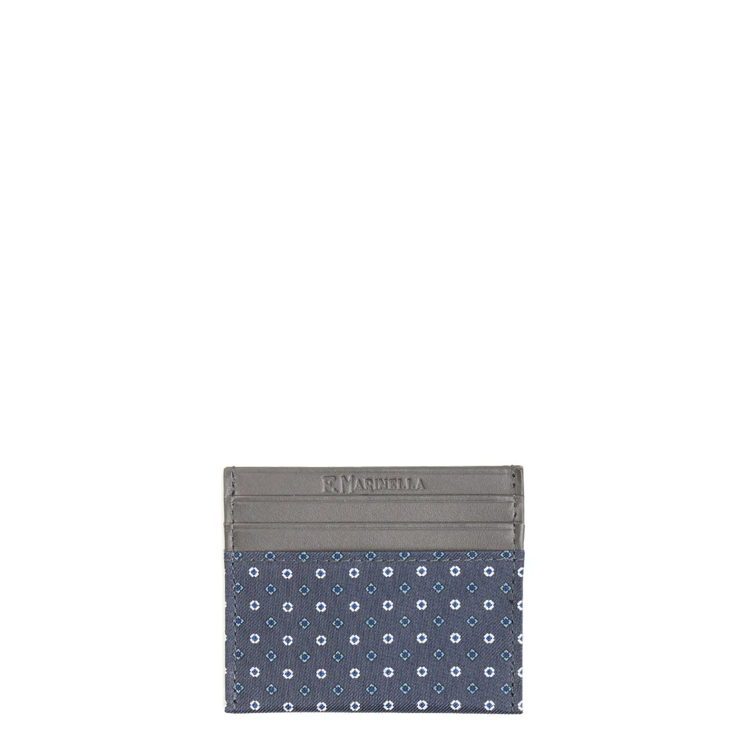 E.Marinella Porta Carte Di Credito|PORTACARTE DI CREDITO SETA E PELLE GRIGIO SCURO 5 scomparti