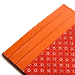 E.Marinella Porta Carte Di Credito|PORTACARTE DI CREDITO SETA E PELLE ARANCIONE 5 scomparti