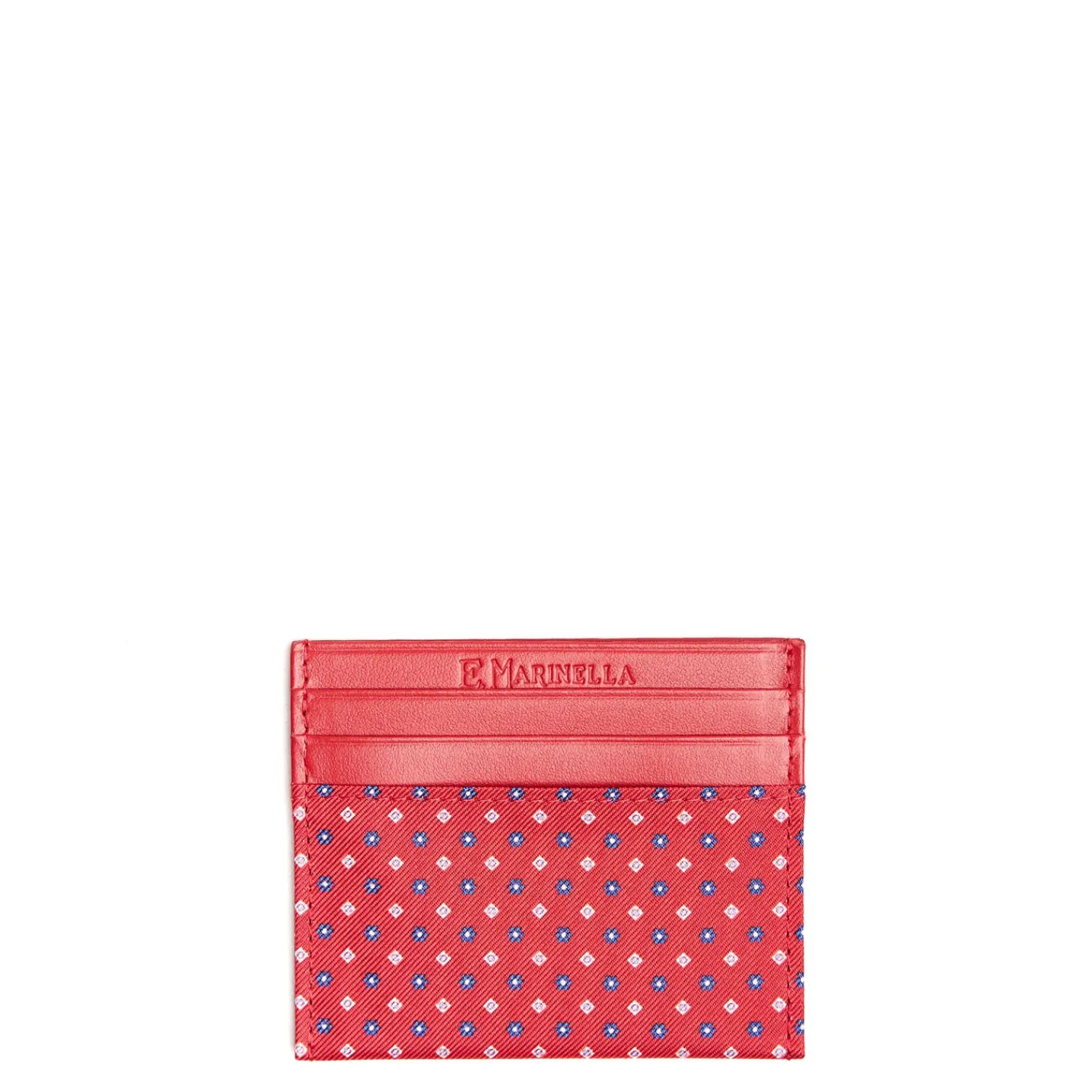 E.Marinella Porta Carte Di Credito|PORTACARTE DI CREDITO SETA E PELLE ROSSO 5 scomparti