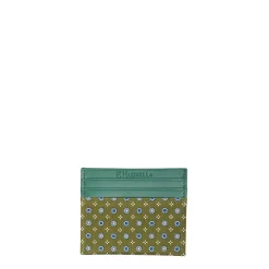 E.Marinella Porta Carte Di Credito|PORTACARTE DI CREDITO SETA E PELLE VERDE OLIVA 5 scomparti