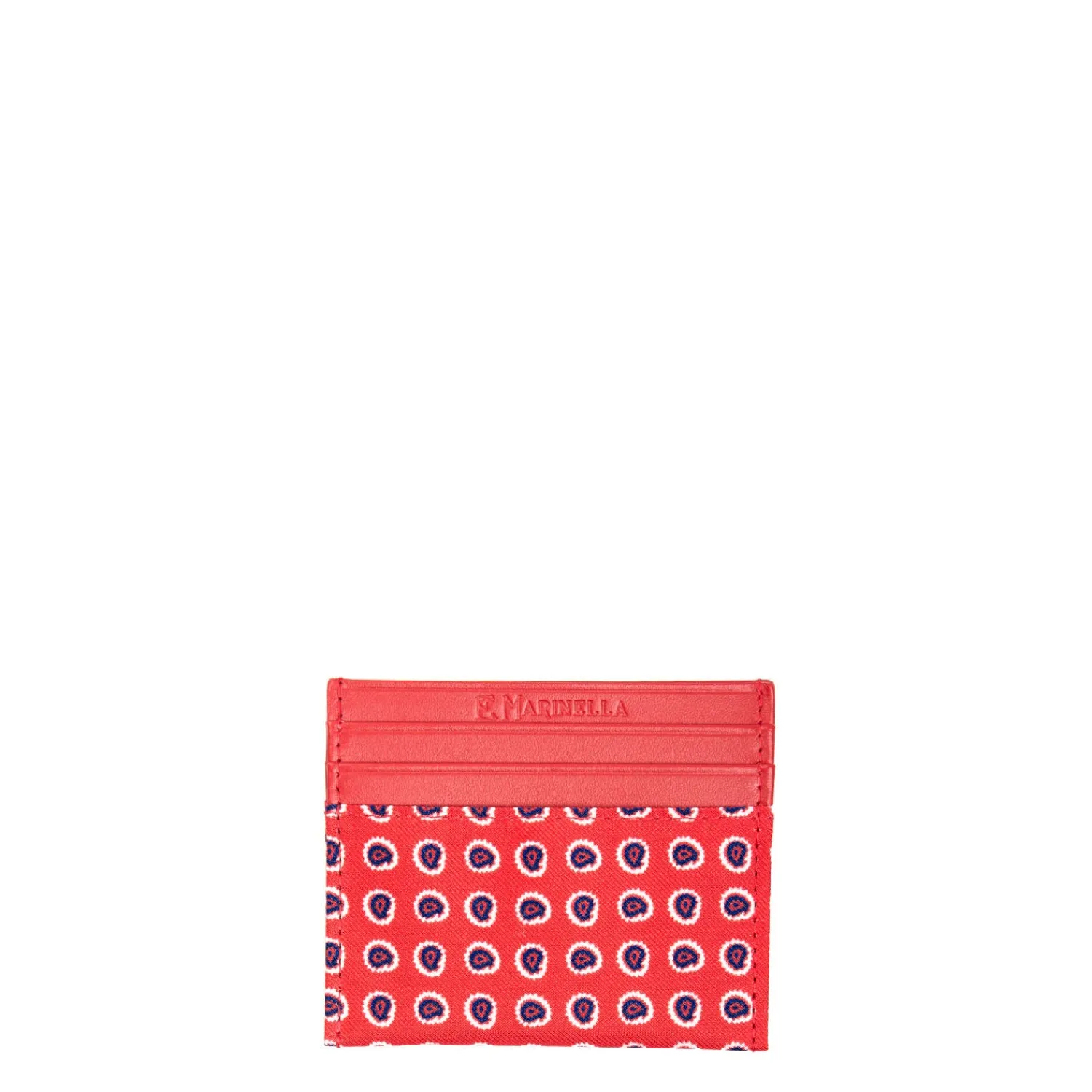 E.Marinella Porta Carte Di Credito|PORTACARTE DI CREDITO SETA E PELLE ROSSO 5 scomparti