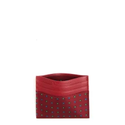 E.Marinella Porta Carte Di Credito|PORTACARTE DI CREDITO SETA E PELLE BORDEAUX 5 scomparti