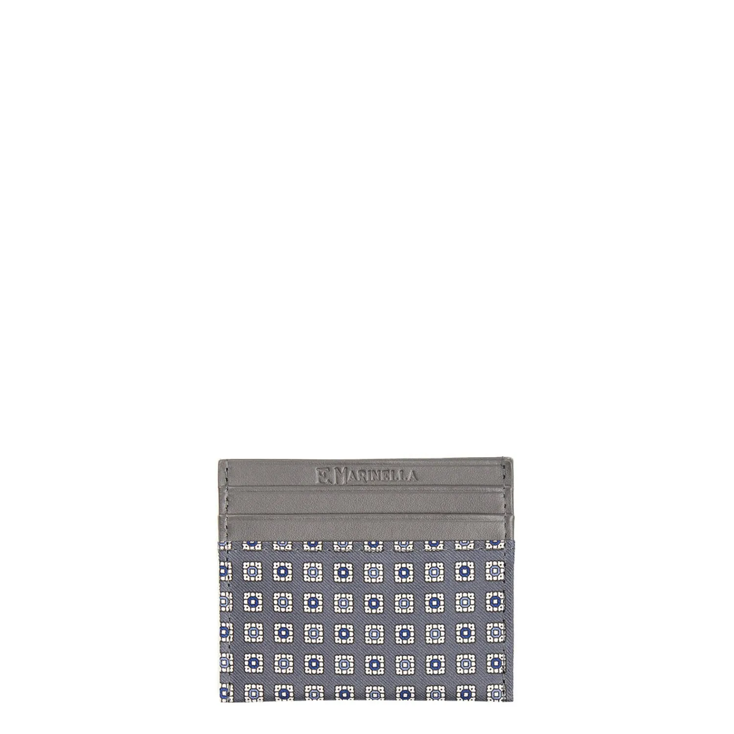 E.Marinella Porta Carte Di Credito|PORTACARTE DI CREDITO SETA E PELLE GRIGIO SCURO 5 scomparti