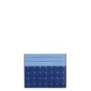 E.Marinella Porta Carte Di Credito|PORTACARTE DI CREDITO SETA E PELLE AZZURRO POLVERE 5 scomparti