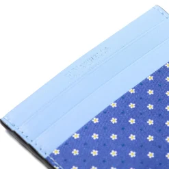 E.Marinella Porta Carte Di Credito|PORTACARTE DI CREDITO SETA E PELLE AZZURRO POLVERE 5 scomparti