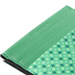 E.Marinella Porta Carte Di Credito|PORTACARTE DI CREDITO SETA E PELLE VERDE CHIARO 5 scomparti