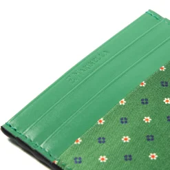 E.Marinella Porta Carte Di Credito|PORTACARTE DI CREDITO SETA E PELLE VERDE CHIARO 5 scomparti