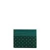 E.Marinella Porta Carte Di Credito|PORTACARTE DI CREDITO SETA E PELLE VERDE SCURO 5 scomparti