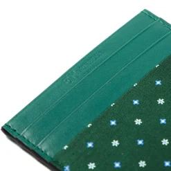 E.Marinella Porta Carte Di Credito|PORTACARTE DI CREDITO SETA E PELLE VERDE SCURO 5 scomparti