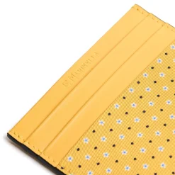 E.Marinella Porta Carte Di Credito|PORTACARTE DI CREDITO SETA E PELLE GIALLO 5 scomparti