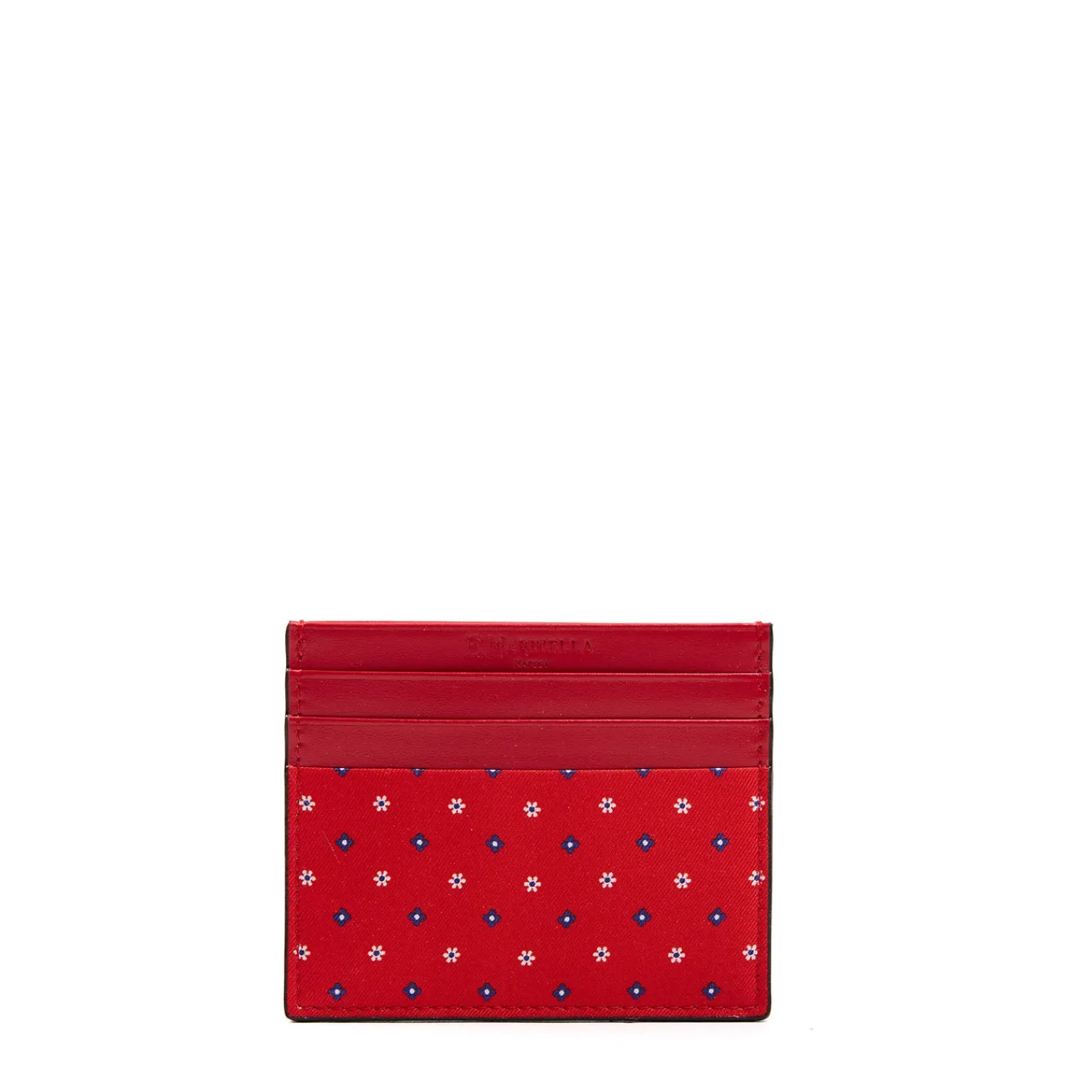 E.Marinella Porta Carte Di Credito|PORTACARTE DI CREDITO SETA E PELLE ROSSO 5 scomparti