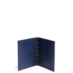 E.Marinella Porta Carte Di Credito|PORTACARTE PIEGHEVOLE IN SETE E PELLE BLU SCURO 10 scomparti