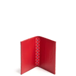 E.Marinella Porta Carte Di Credito|PORTACARTE PIEGHEVOLE IN SETE E PELLE ROSSO 10 scomparti