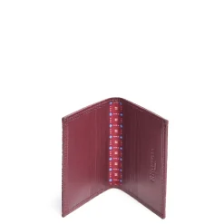 E.Marinella Porta Carte Di Credito|PORTACARTE PIEGHEVOLE IN SETE E PELLE BORDEAUX 10 scomparti