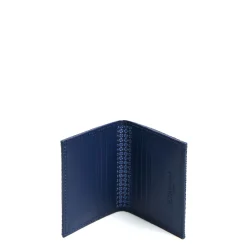 E.Marinella Porta Carte Di Credito|PORTACARTE PIEGHEVOLE IN SETA PELLE BLU SCURO 10 scomparti