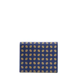 E.Marinella Porta Carte Di Credito|PORTACARTE PIEGHEVOLE IN SETA PELLE BLU SCURO 10 scomparti