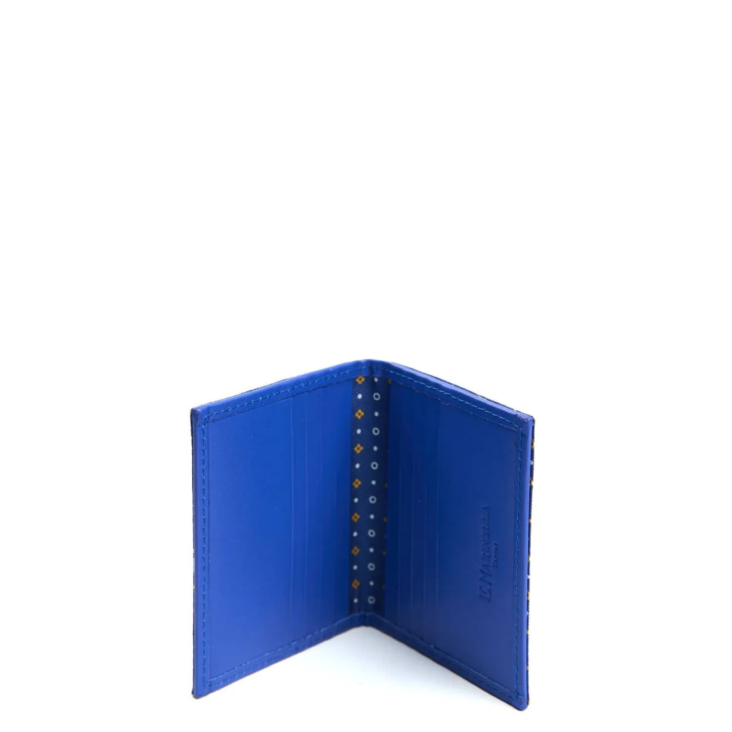 E.Marinella Porta Carte Di Credito|PORTACARTE PIEGHEVOLE IN SETA PELLE BLUETTE 10 scomparti