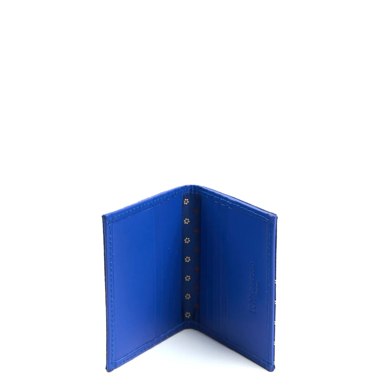 E.Marinella Porta Carte Di Credito|PORTACARTE PIEGHEVOLE IN SETA PELLE BLUETTE 10 scomparti