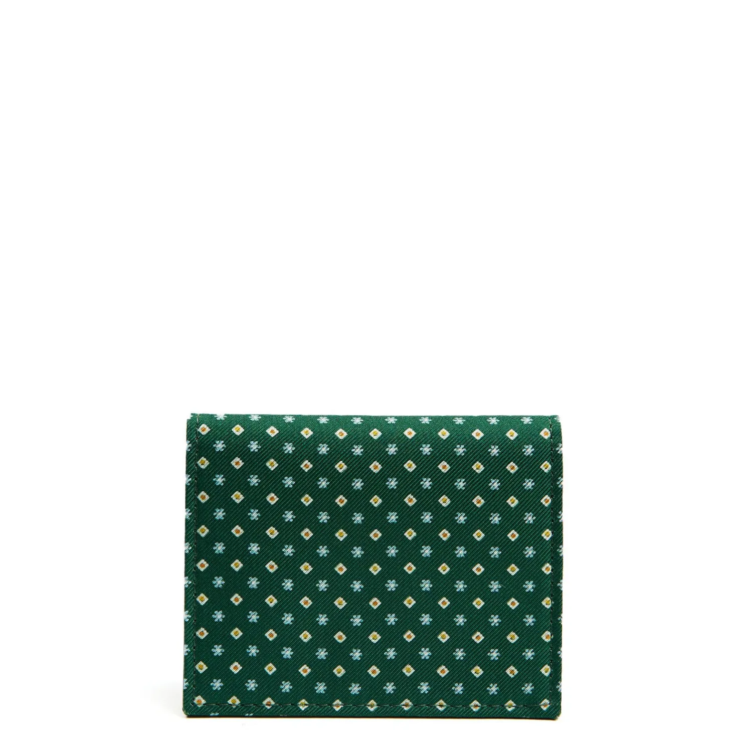 E.Marinella Porta Carte Di Credito|PORTACARTE PIEGHEVOLE IN SETA PELLE VERDE SCURO 10 scomparti